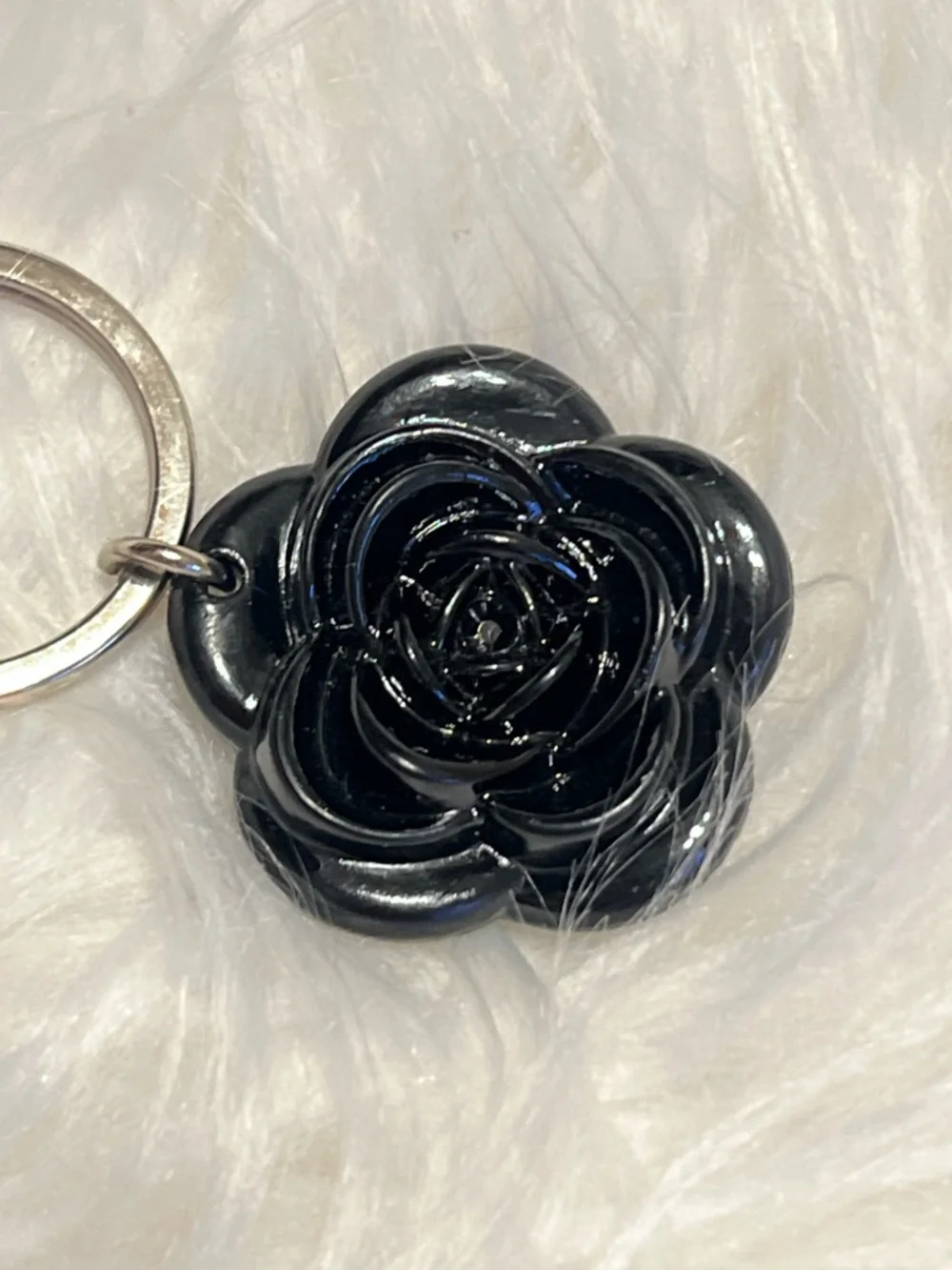 Relic by fossil Silver Key and Black Rose Charm Keychain - Women Accessories